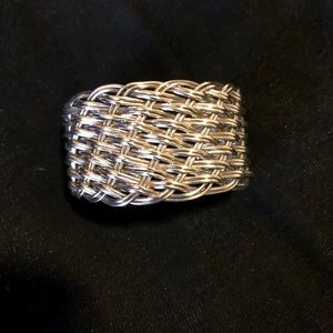Sterling silver basket weave cuff bracelet
